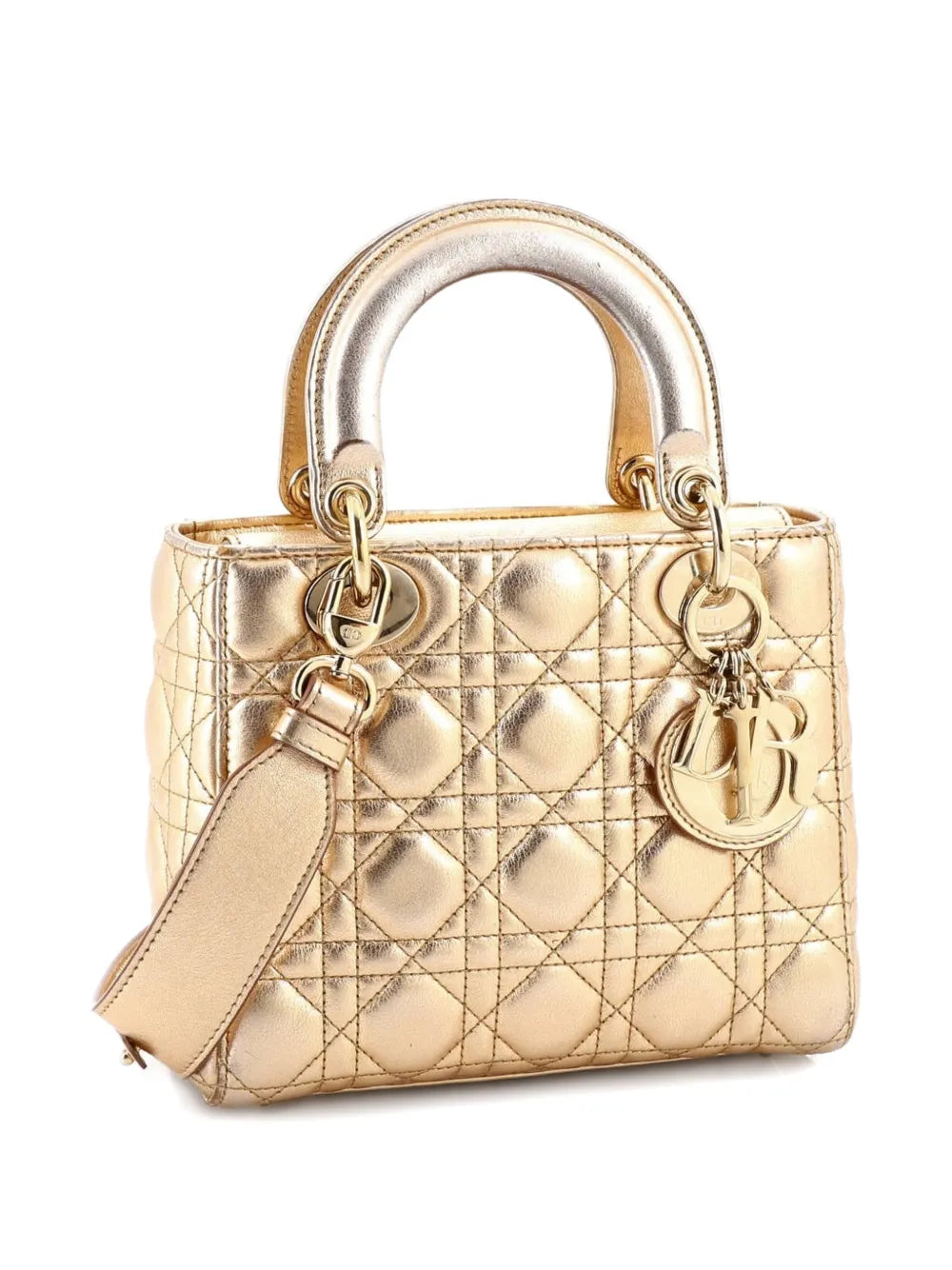 Christian Dior Pre Owned My Abcdior Lady Dior Bag Metallic Cannage Quilt Leather Shoulder Bag — Same as shown — Size One Size — Back View
