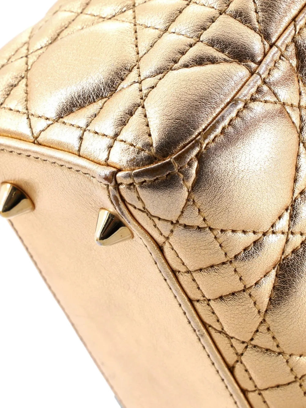 Christian Dior Pre Owned My Abcdior Lady Dior Bag Metallic Cannage Quilt Leather Shoulder Bag — Same as shown — Size One Size — Top View