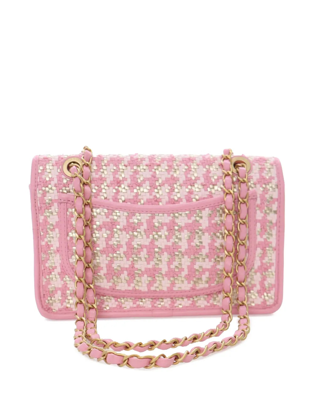 Chanel Pre Owned 2021 2025 Small Woven Lambskin And Viscose Single Flap Shoulder Bag — Same as shown — Size One Size — Top View