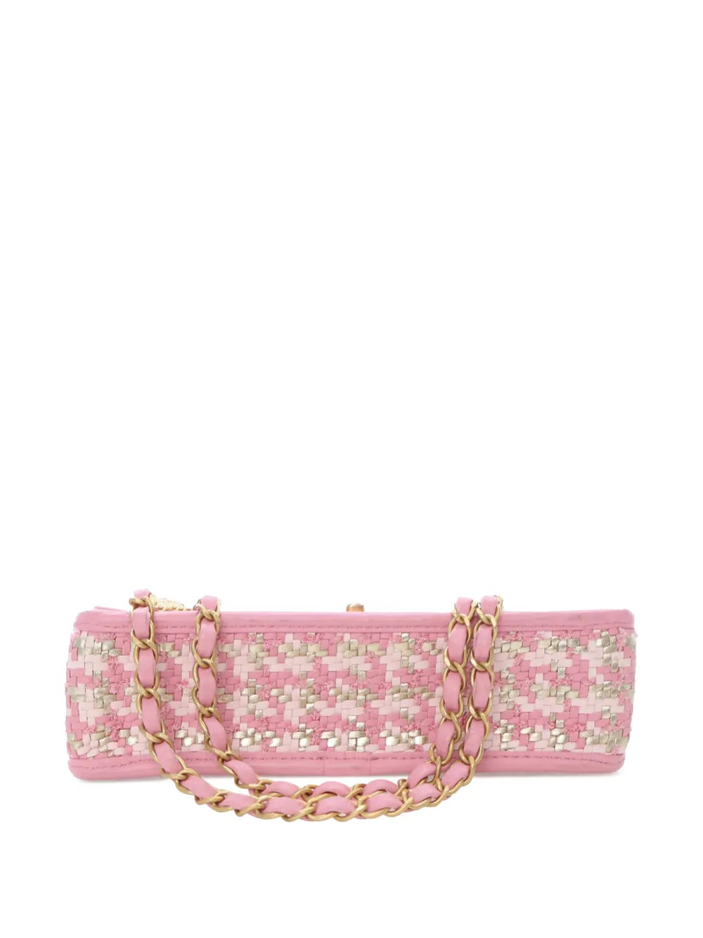 Chanel Pre Owned 2021 2025 Small Woven Lambskin And Viscose Single Flap Shoulder Bag — Same as shown — Size One Size — Detail View