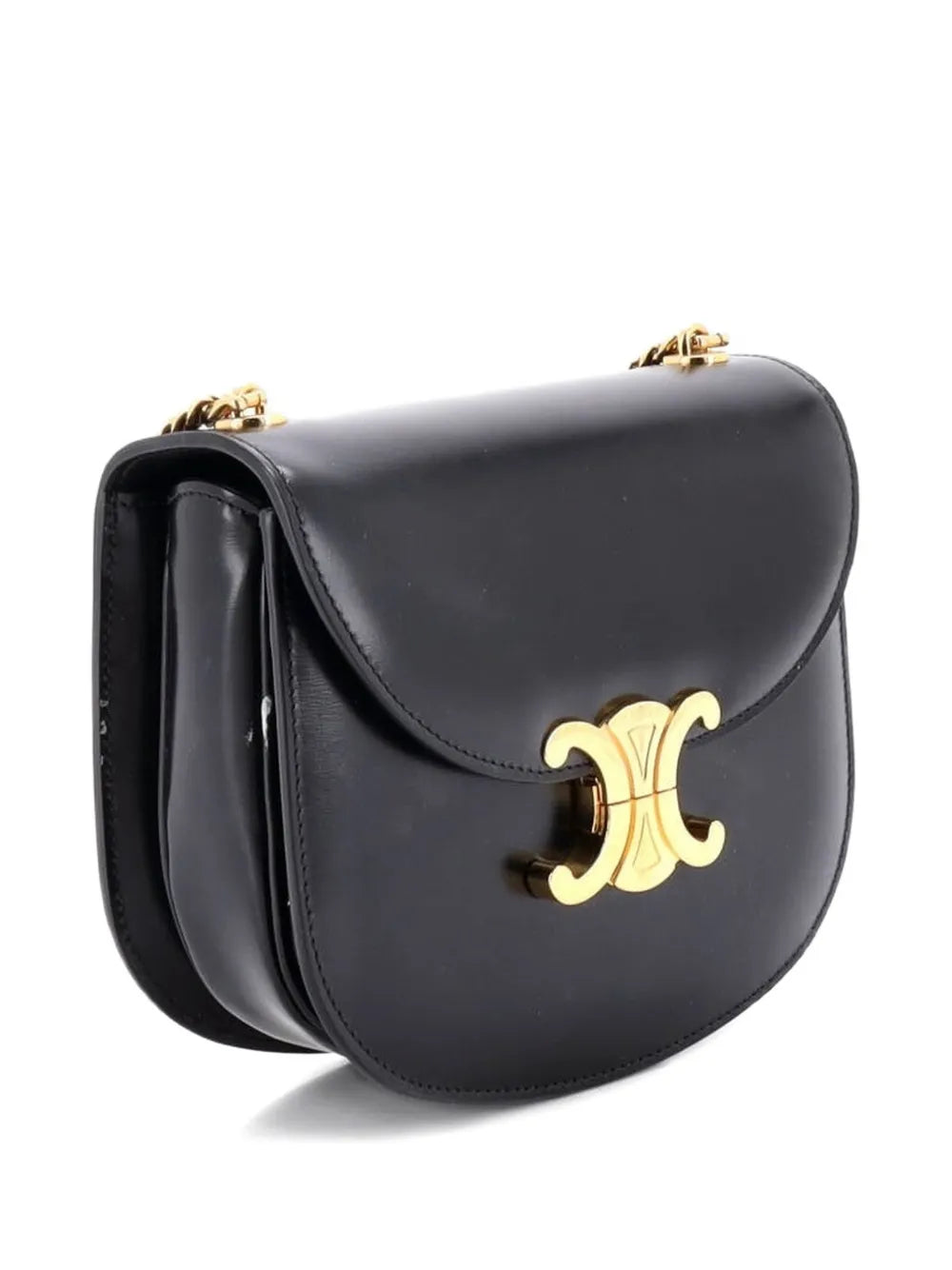 Celine Pre Owned Triomphe Besace Clea Chain Flap Bag Leather Shoulder Bag — Same as shown — Size One Size — Back View