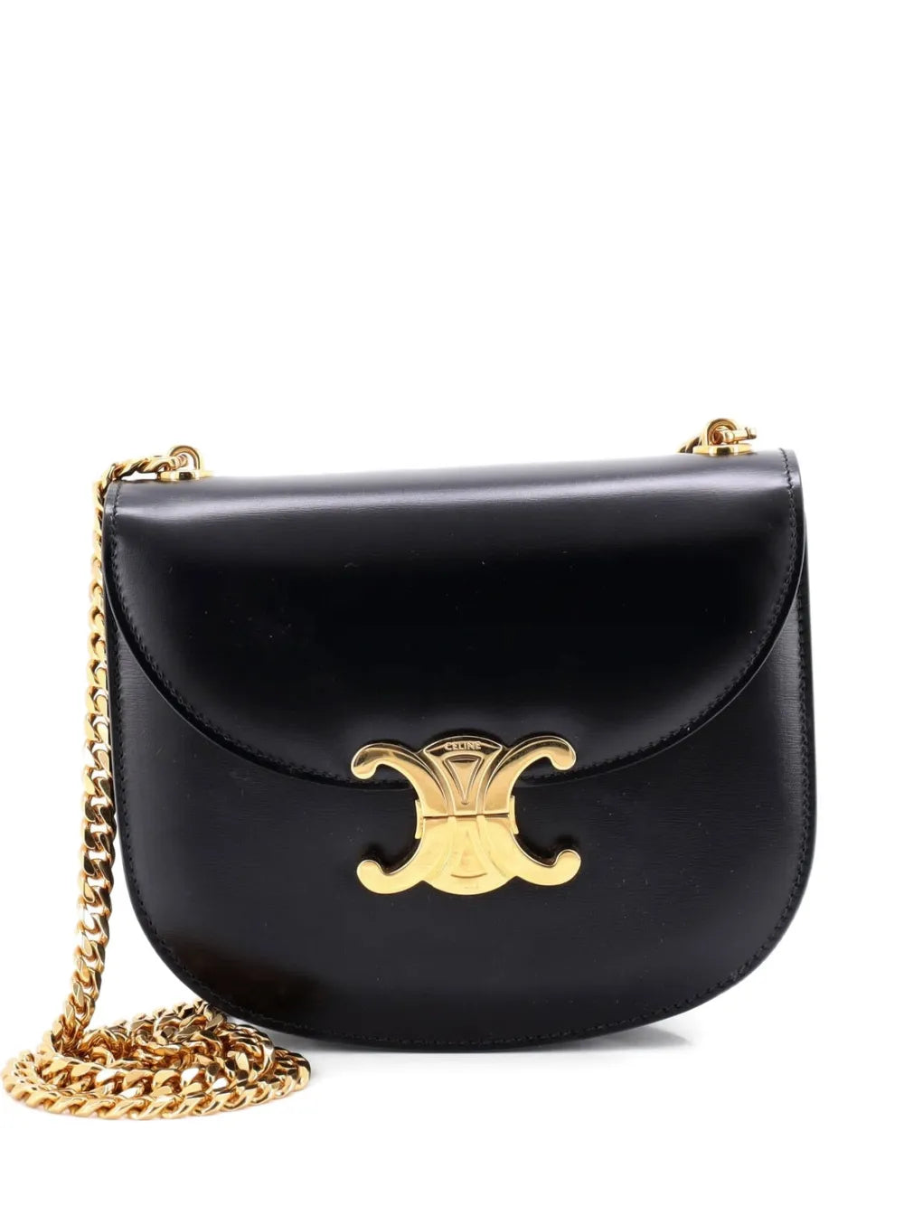 Celine Pre Owned Triomphe Besace Clea Chain Flap Bag Leather Shoulder Bag — Same as shown — Size One Size — Front View