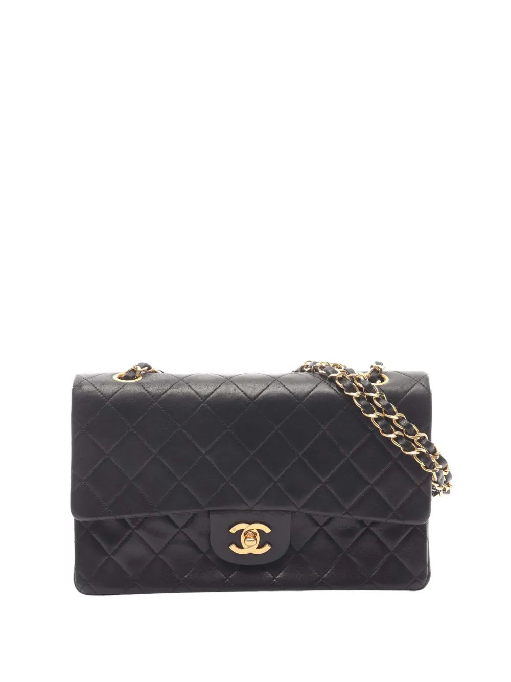 Chanel Pre Owned 1989 1991 Medium Classic Lambskin Double Flap Shoulder Bag — Same as shown — Size One Size — Front View