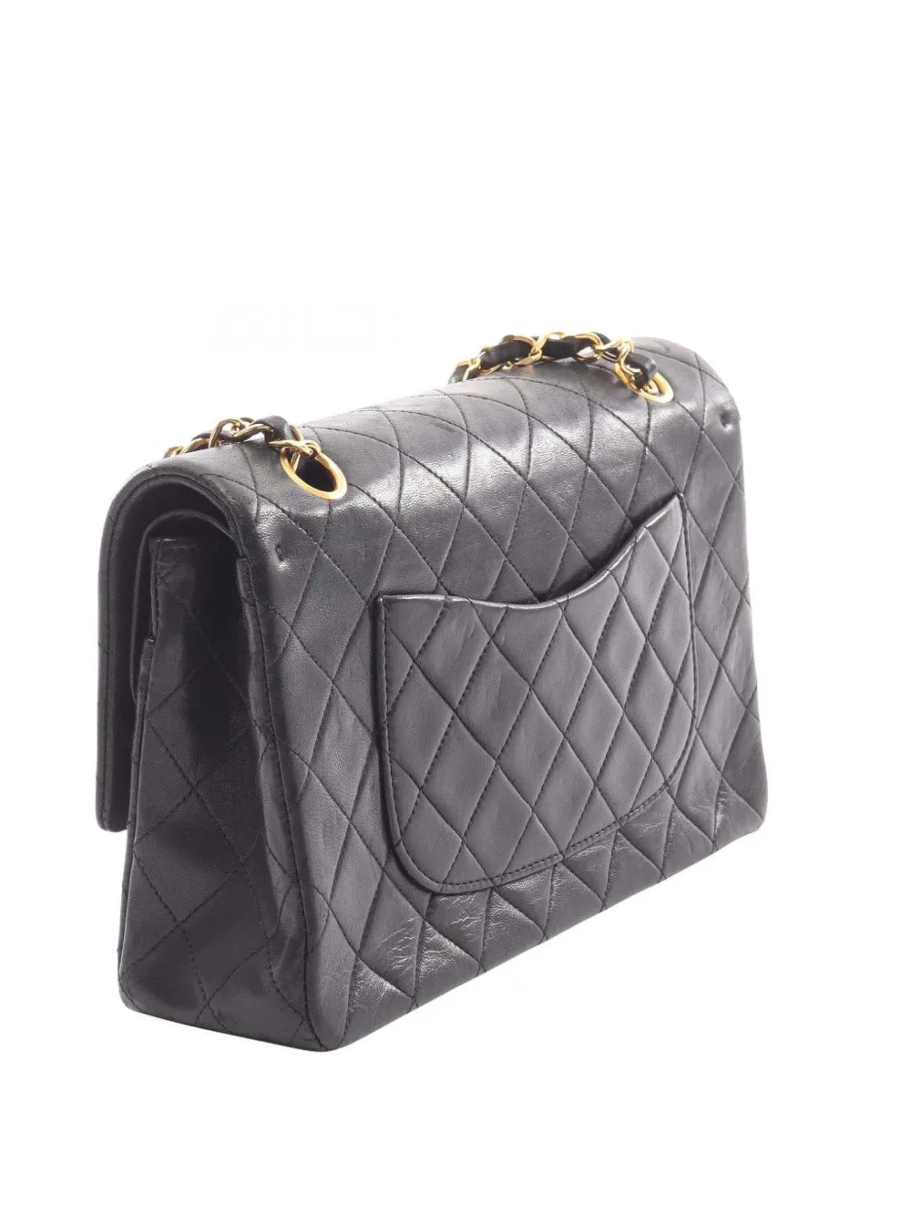 Chanel Pre Owned 1989 1991 Medium Classic Lambskin Double Flap Shoulder Bag — Same as shown — Size One Size — Back View