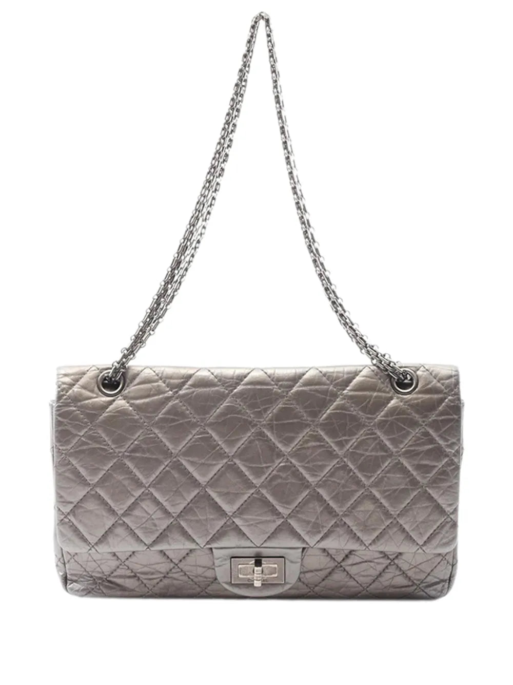 Chanel Pre Owned 2012 2013 Maxi Aged Calfskin Reissue 255 Double Flap Bag Shoulder Bag — Same as shown — Size One Size — Front View