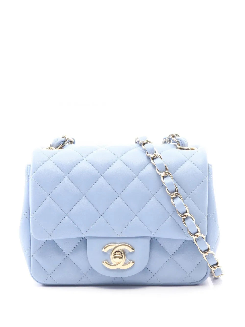 Chanel Pre Owned 2020 Mini Square Classic Lambskin Single Flap Shoulder Bag — Same as shown — Size One Size — Front View