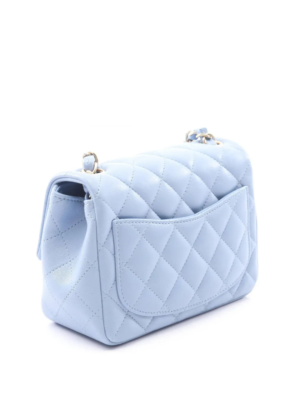 Chanel Pre Owned 2020 Mini Square Classic Lambskin Single Flap Shoulder Bag — Same as shown — Size One Size — Back View