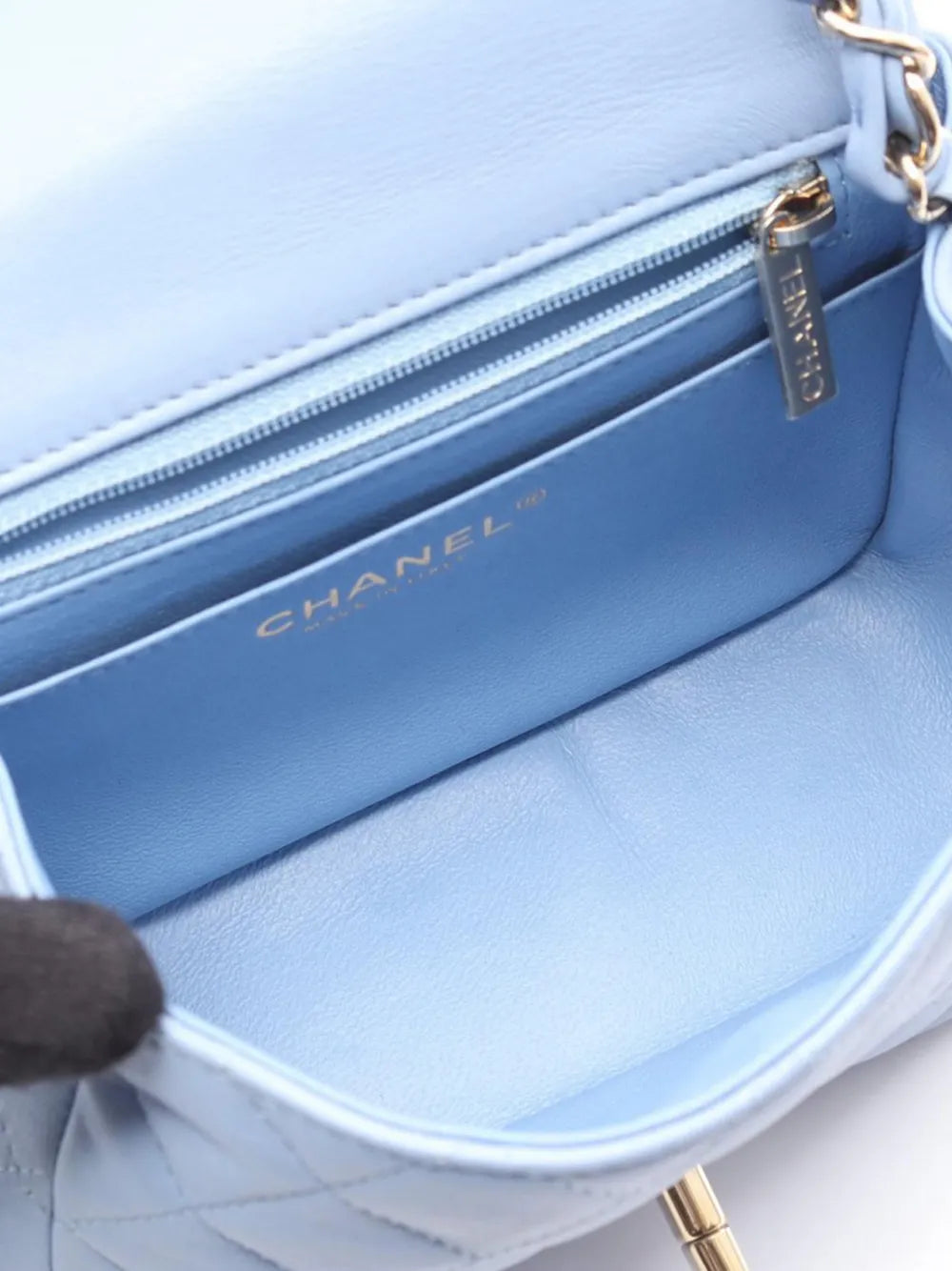 Chanel Pre Owned 2020 Mini Square Classic Lambskin Single Flap Shoulder Bag — Same as shown — Size One Size — Top View