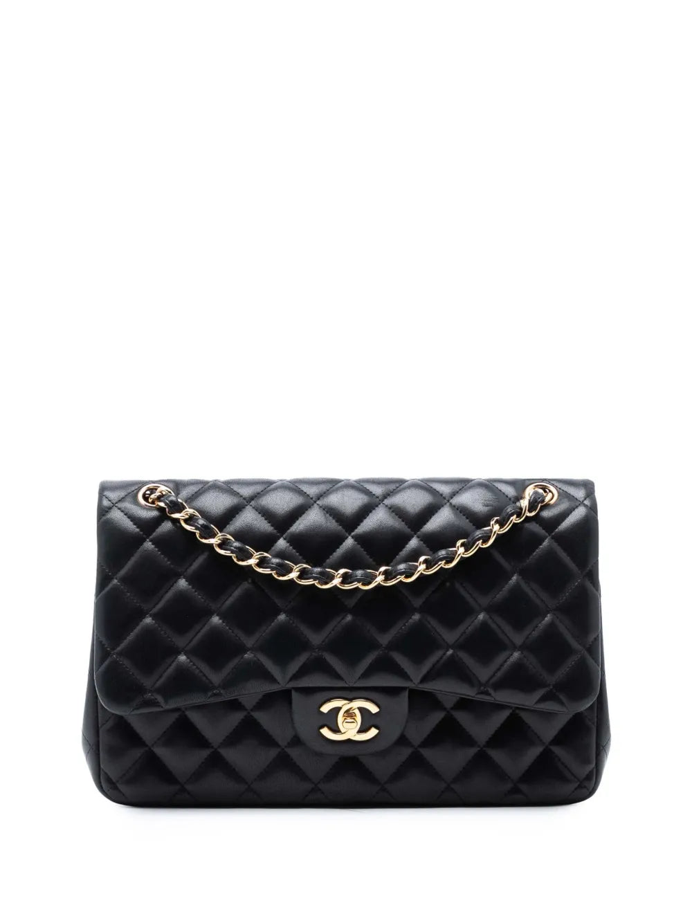 Chanel Pre Owned 2011 Jumbo Classic Lambskin Double Flap Shoulder Bag — Same as shown — Size One Size — Front View