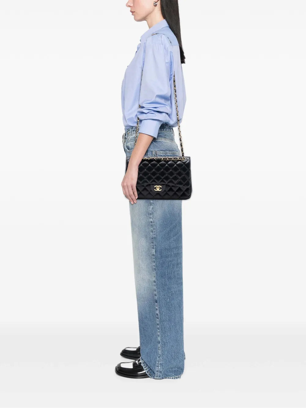 Chanel Pre Owned 2011 Jumbo Classic Lambskin Double Flap Shoulder Bag — Same as shown — Size One Size — Side View