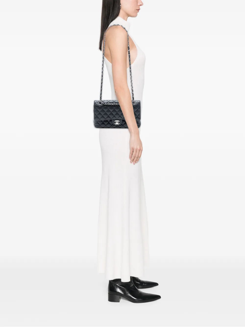 Chanel Pre Owned 2014 2015 Medium Classic Caviar Double Flap Shoulder Bag — Same as shown — Size One Size — Side View
