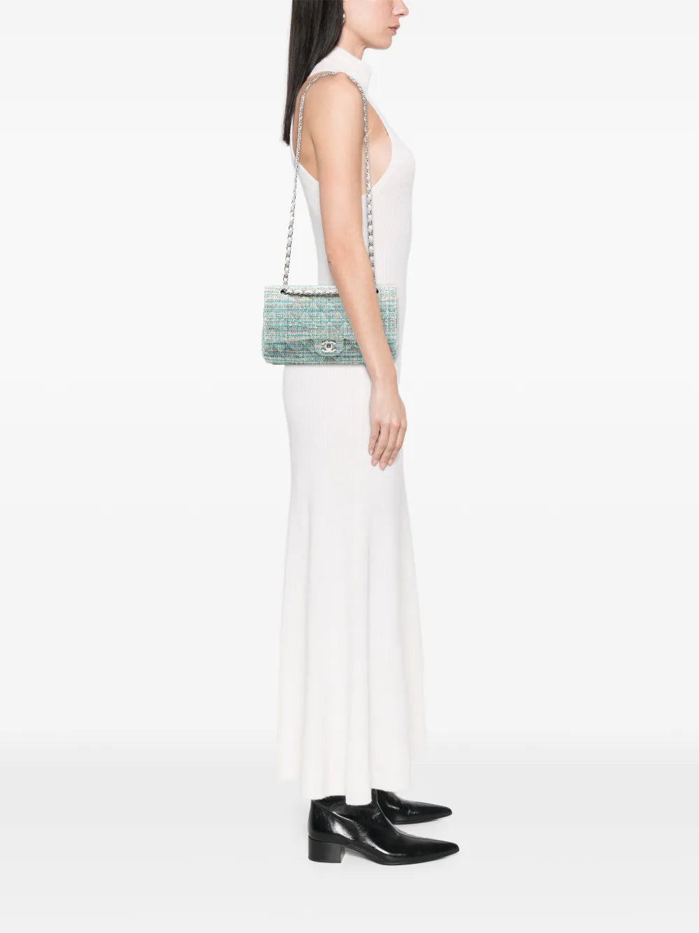 Chanel Pre Owned 2010 2011 Medium Classic Tweed Double Flap Shoulder Bag — Same as shown — Size One Size — Side View
