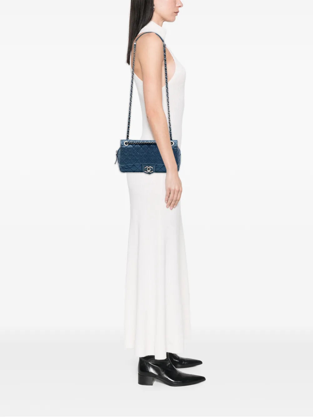 Chanel Pre Owned 2012 Medium Quilted Iridescent Caviar Easy Flap Shoulder Bag — Same as shown — Size One Size — Side View