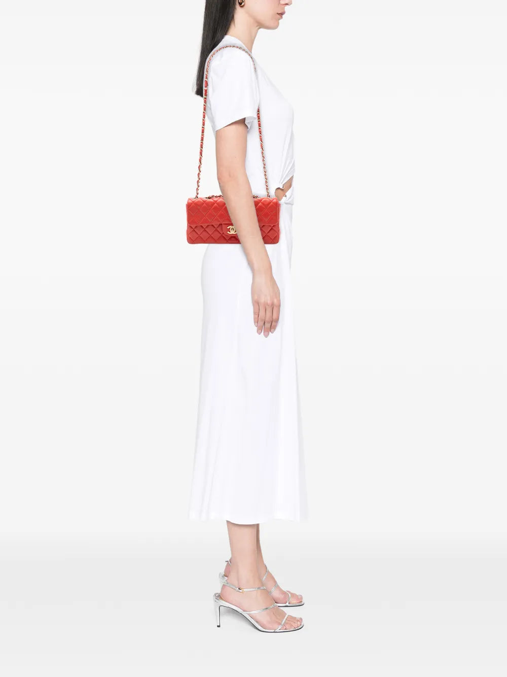 Chanel Pre Owned 2009 2010 Classic Lambskin East West Single Flap Shoulder Bag — Same as shown — Size One Size — Side View