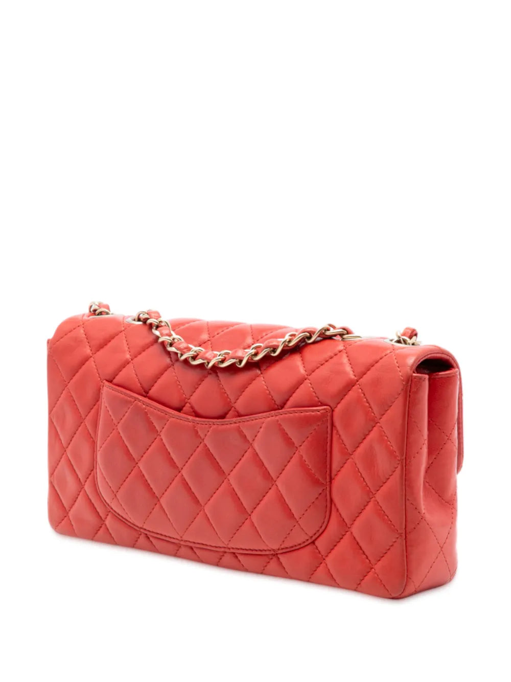 Chanel Pre Owned 2009 2010 Classic Lambskin East West Single Flap Shoulder Bag — Same as shown — Size One Size — Back View