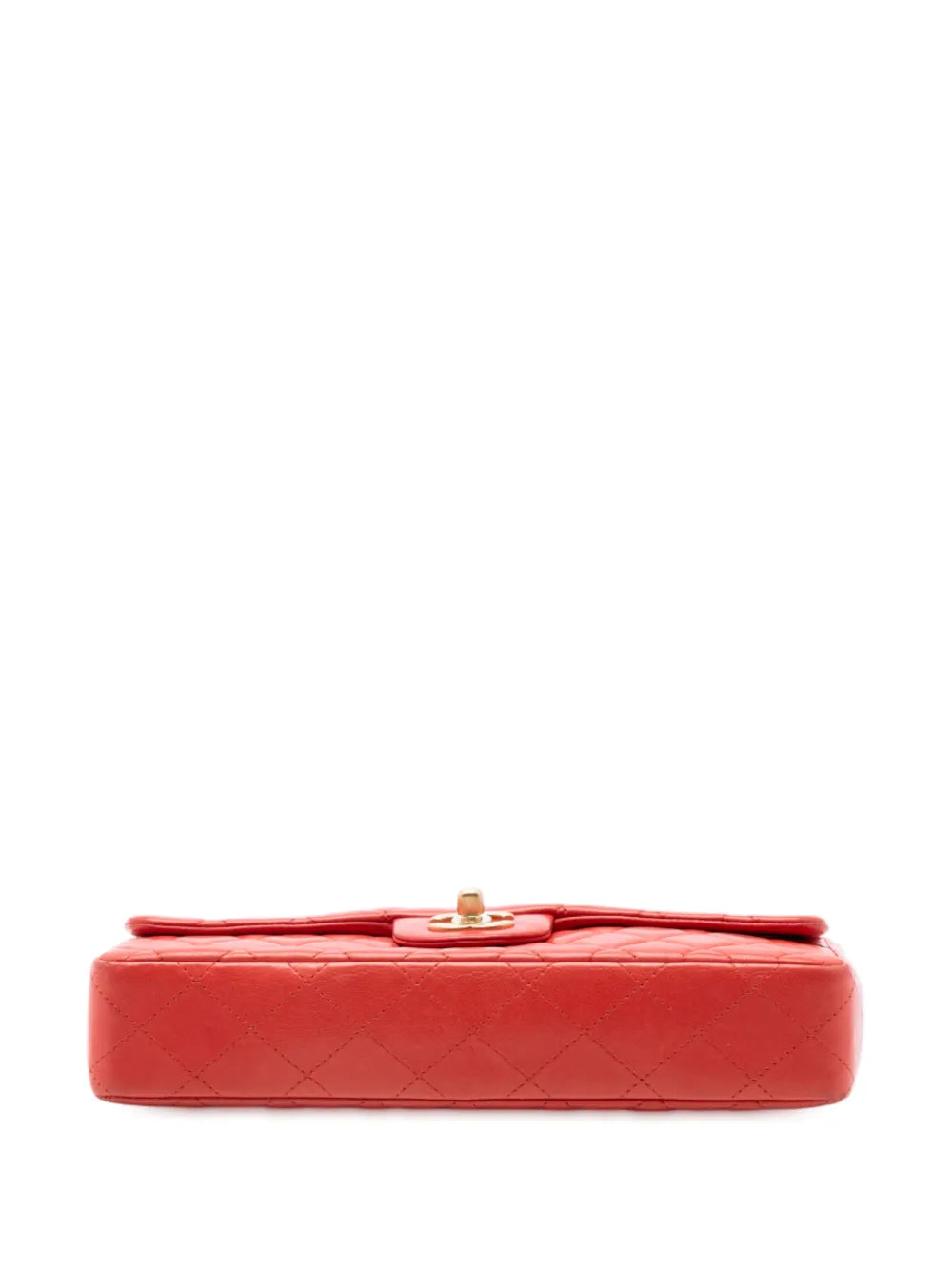Chanel Pre Owned 2009 2010 Classic Lambskin East West Single Flap Shoulder Bag — Same as shown — Size One Size — Top View