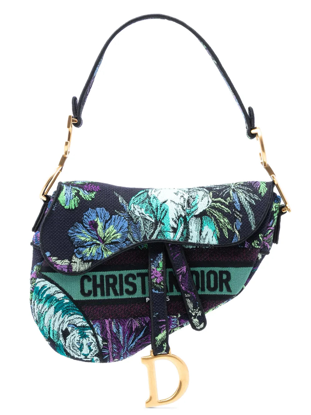 Christian Dior Pre Owned 2023 Canvas Embroidered Floral Saddle Bag Shoulder Bag — Same as shown — Size One Size — Front View