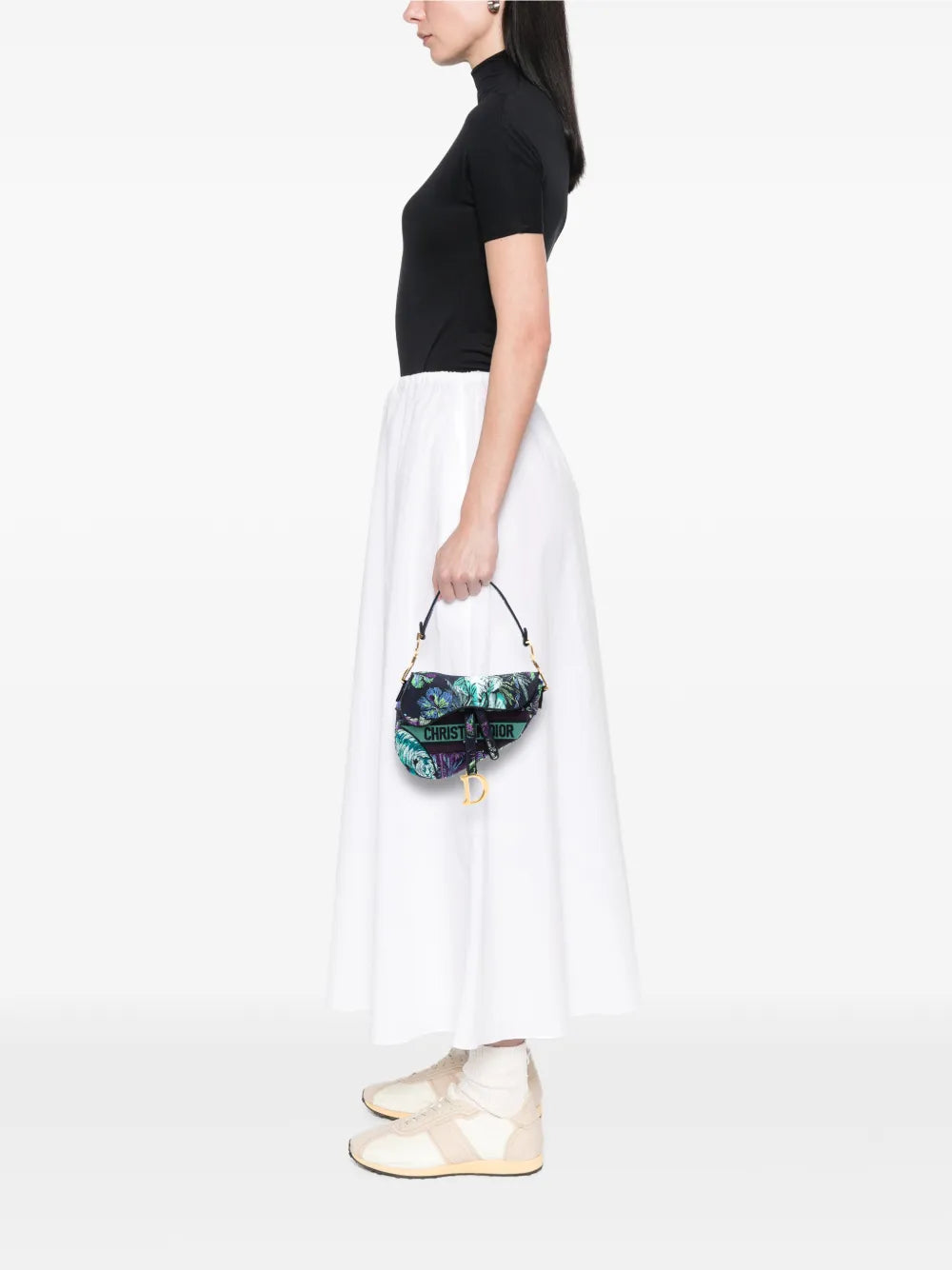 Christian Dior Pre Owned 2023 Canvas Embroidered Floral Saddle Bag Shoulder Bag — Same as shown — Size One Size — Side View