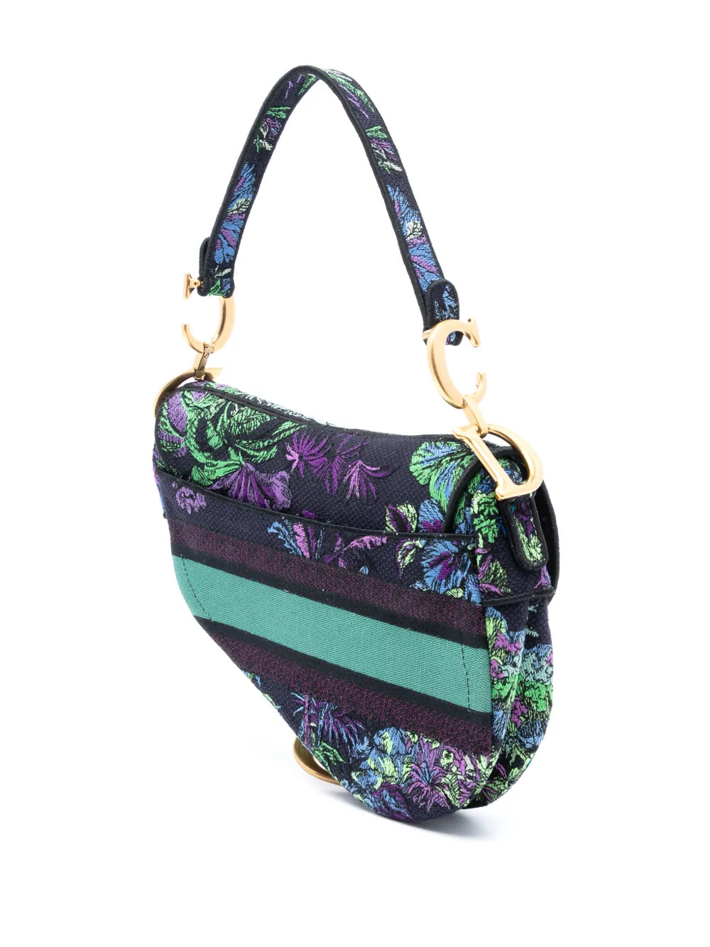 Christian Dior Pre Owned 2023 Canvas Embroidered Floral Saddle Bag Shoulder Bag — Same as shown — Size One Size — Back View