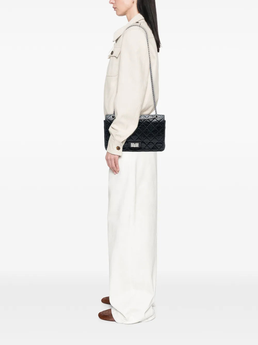 Chanel Pre Owned 2008 2009 Reissue 255 Aged Calfskin Double Flap 227 Shoulder Bag — Same as shown — Size One Size — Side View