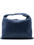 Bottega Veneta Pre Owned 2012 2025 Large Calfskin And Denim Intrecciato Hop Hobo Bag — Same as shown — Size One Size — Front View