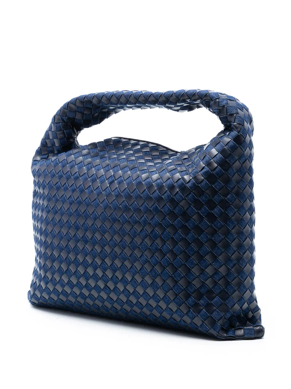 Bottega Veneta Pre Owned 2012 2025 Large Calfskin And Denim Intrecciato Hop Hobo Bag — Same as shown — Size One Size — Back View