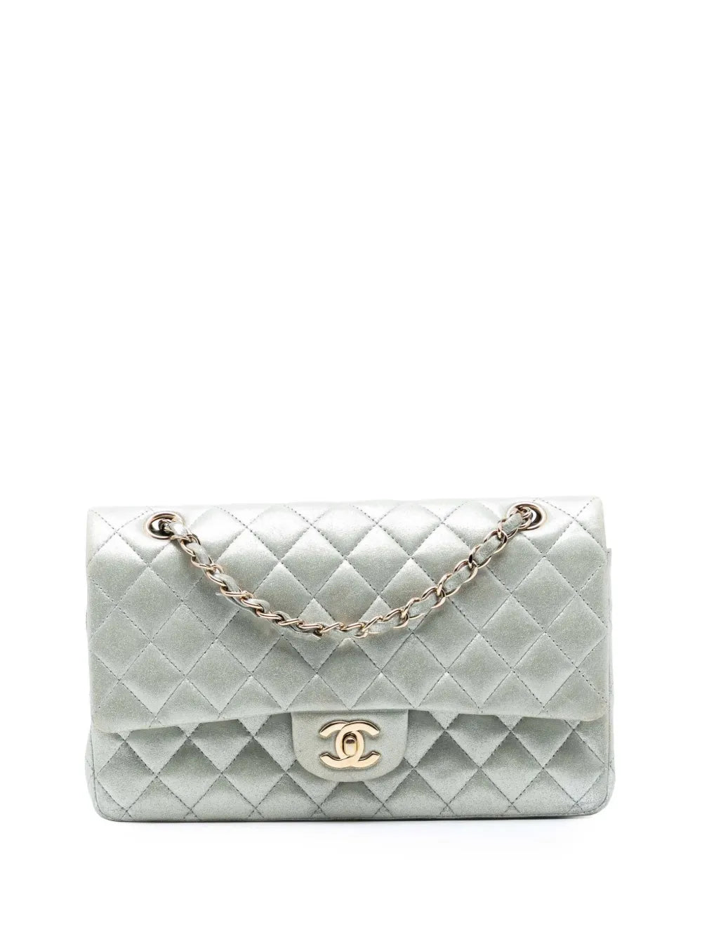 Chanel Pre Owned 2011 Medium Classic Iridescent Lambskin Double Flap Shoulder Bag — Same as shown — Size One Size — Front View