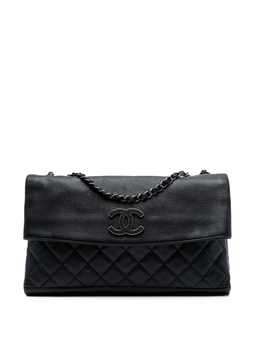 Chanel Pre Owned 2014 2015 Cc Quilted Calfskin Hamptons Foldover Flap Shoulder Bag — Same as shown — Size One Size — Front View