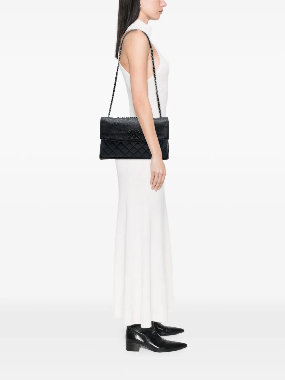 Chanel Pre Owned 2014 2015 Cc Quilted Calfskin Hamptons Foldover Flap Shoulder Bag — Same as shown — Size One Size — Side View