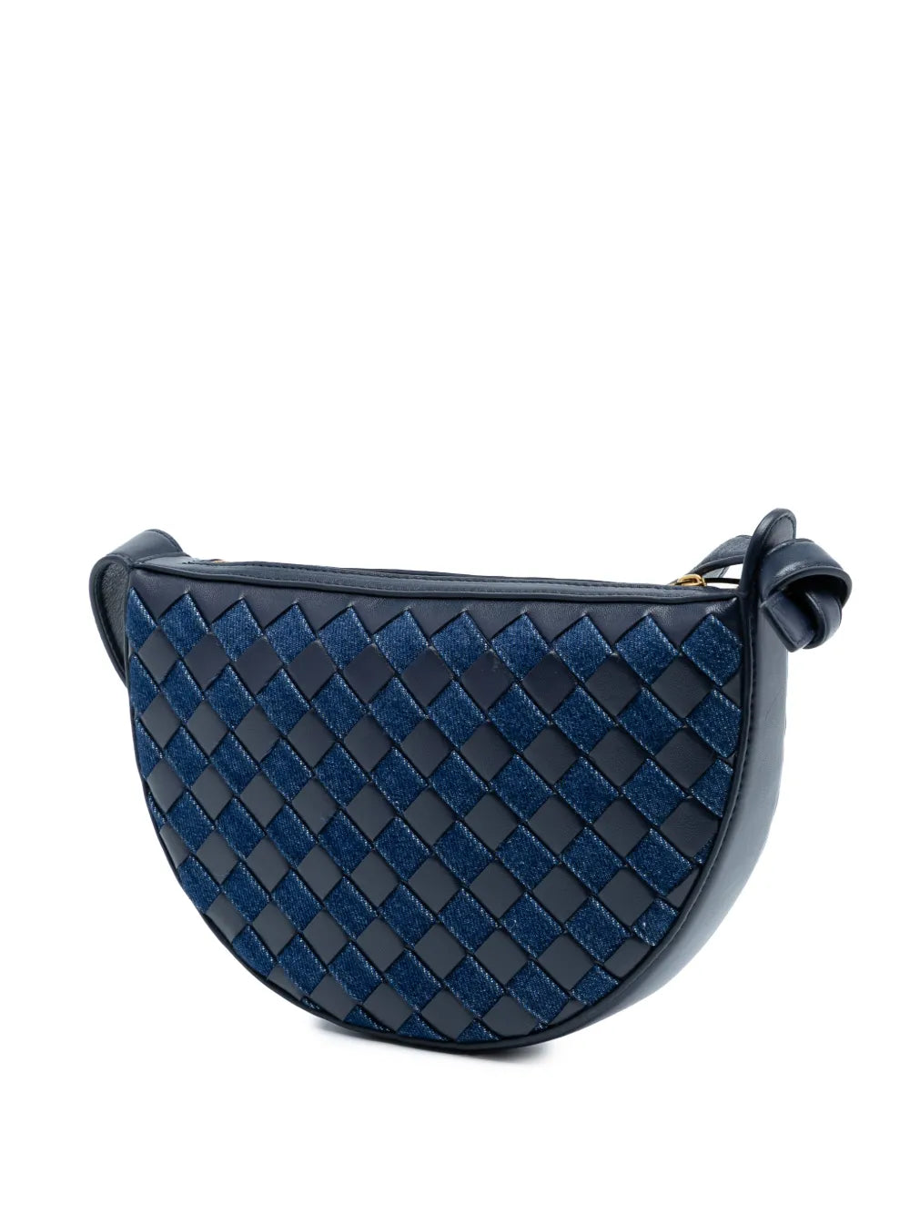 Bottega Veneta Pre Owned 2012 2025 Mini Leather And Denim Intrecciato Sunrise Hobo Bag — Same as shown — Size One Size — Back View