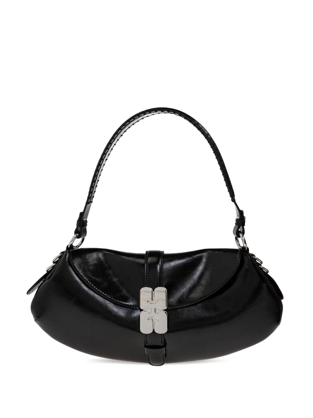 Ganni Logo Buckle Shoulder Bag — Same as shown — Size One Size — Front View