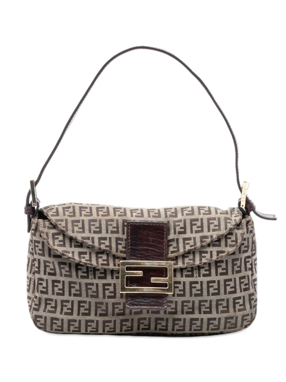 Fendi Pre Owned 2000 2010 Zucchino Canvas Double Flap Shoulder Bag — Same as shown — Size One Size — Front View