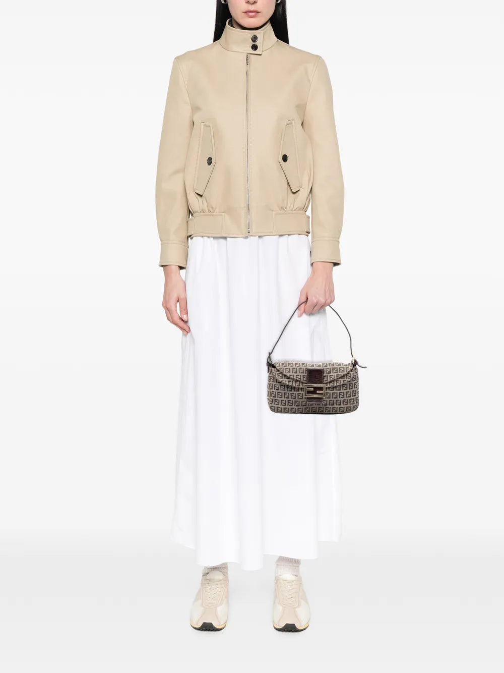 Fendi Pre Owned 2000 2010 Zucchino Canvas Double Flap Shoulder Bag — Same as shown — Size One Size — Side View