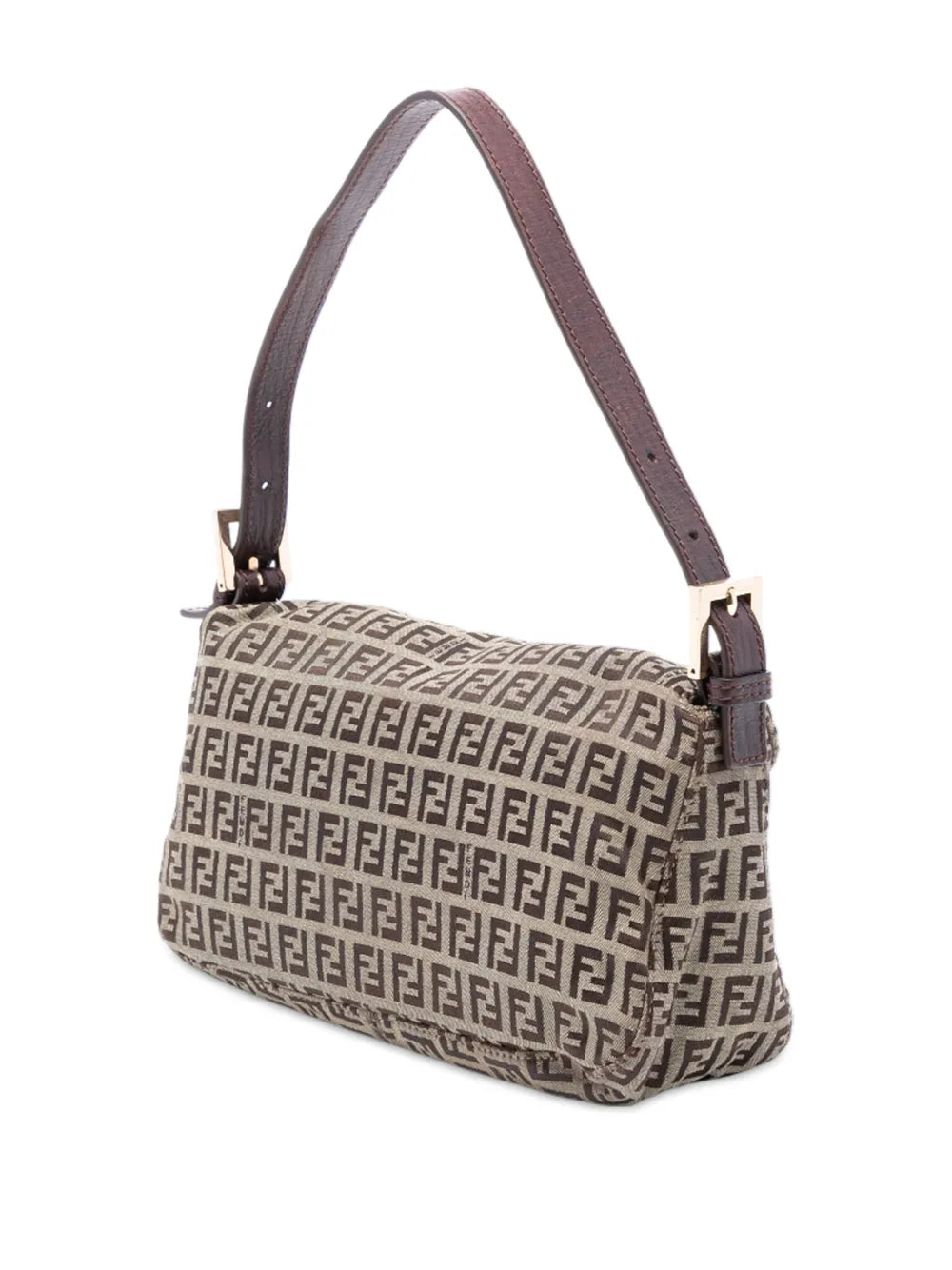 Fendi Pre Owned 2000 2010 Zucchino Canvas Double Flap Shoulder Bag — Same as shown — Size One Size — Back View