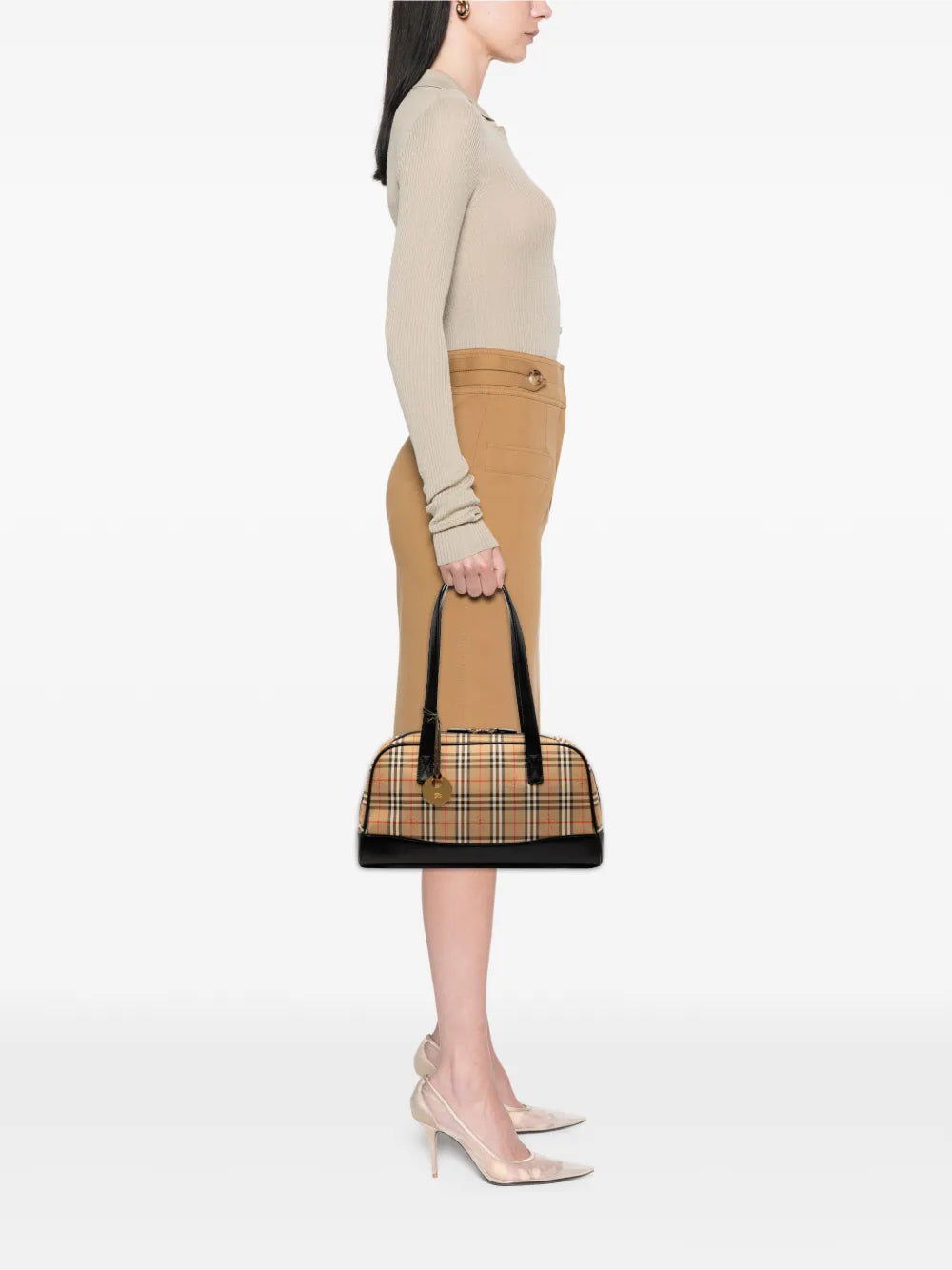 Burberry Pre Owned 2000 2017 Haymarket Check Canvas Shoulder Bag — Same as shown — Size One Size — Side View