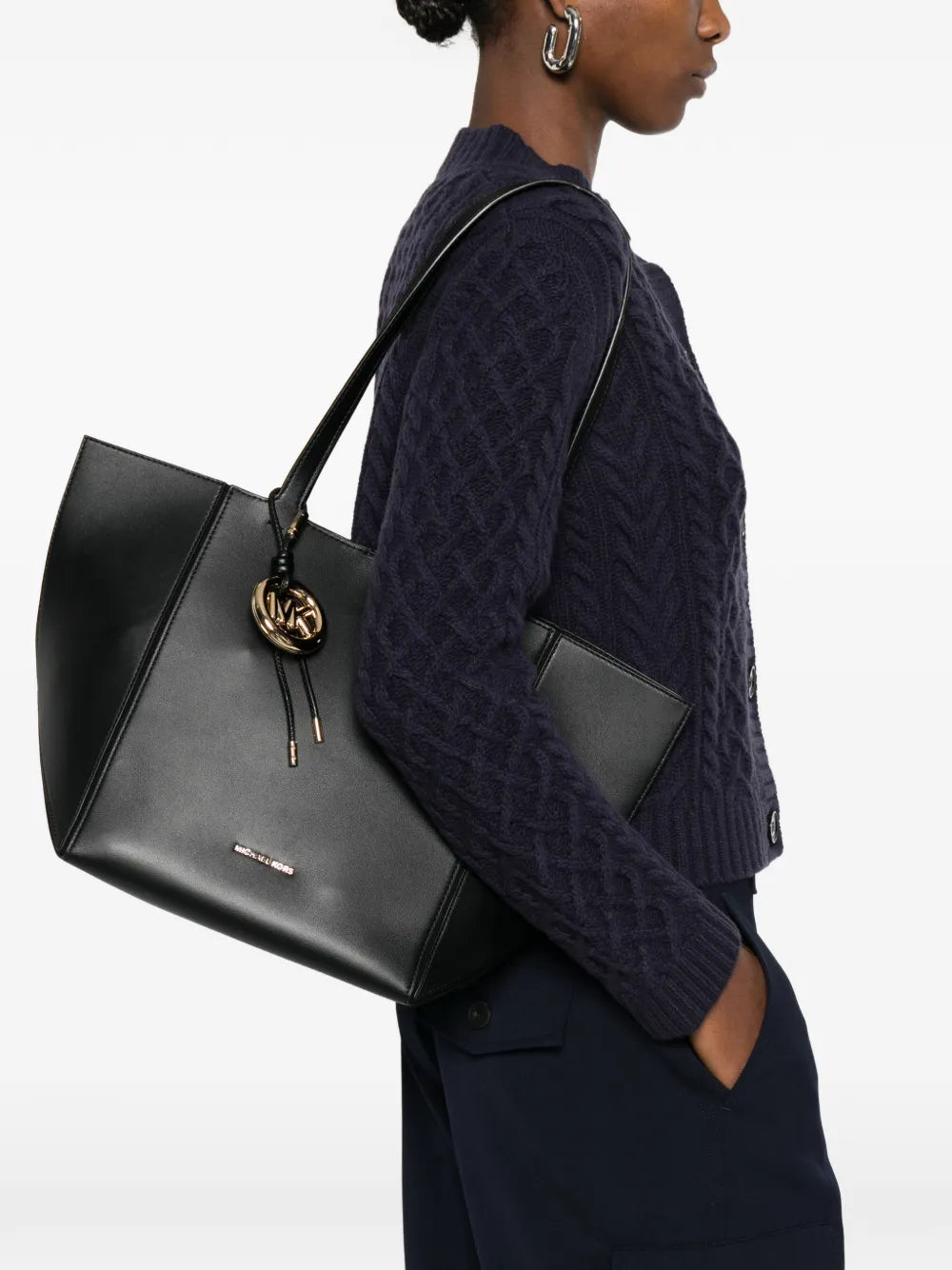 Michael Michael Kors Logo Detail Leather Shoulder Bag — Same as shown — Size One Size — Side View