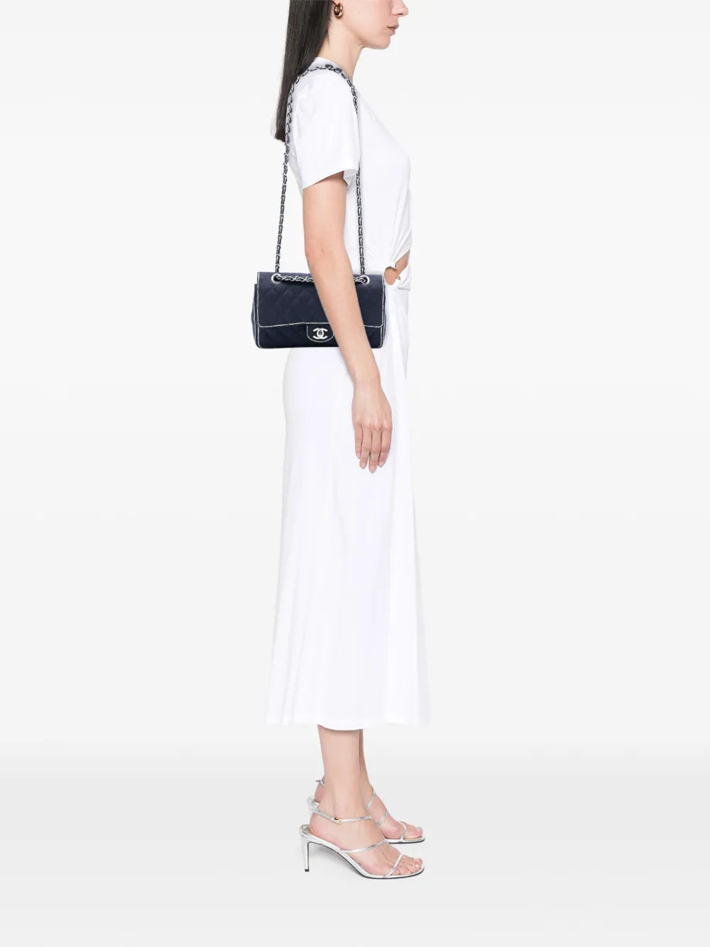 Chanel Pre Owned 2014 Medium Classic Printed Grosgrain Double Flap Shoulder Bag — Same as shown — Size One Size — Side View
