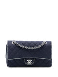 Chanel Pre Owned 2014 Medium Classic Printed Grosgrain Double Flap Shoulder Bag — Same as shown — Size One Size — Front View