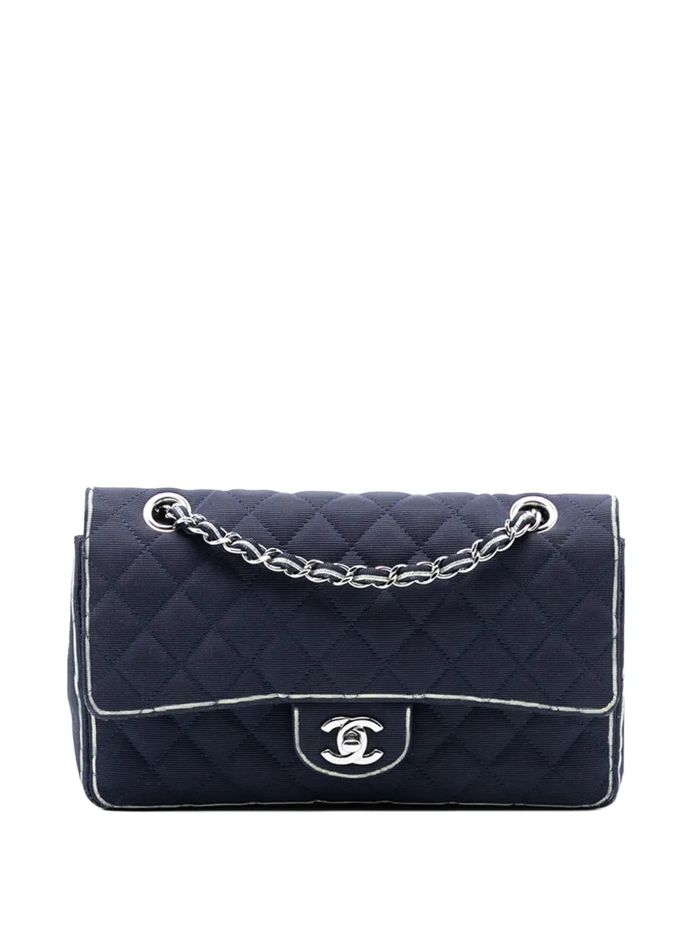 Chanel Pre Owned 2014 Medium Classic Printed Grosgrain Double Flap Shoulder Bag — Same as shown — Size One Size — Front View