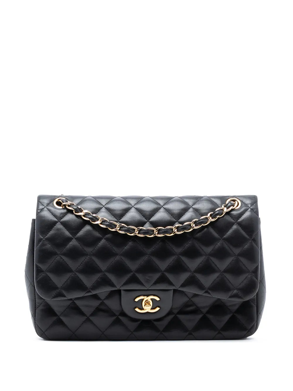 Chanel Pre Owned 2014 Jumbo Classic Lambskin Double Flap Shoulder Bag — Same as shown — Size One Size — Front View