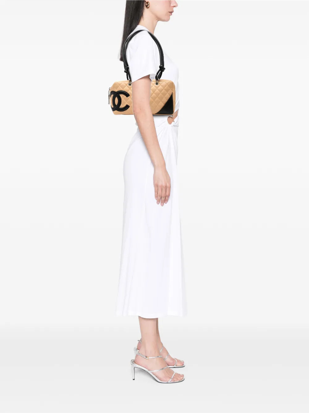 Chanel Pre Owned 2004 2005 Large Quilted Lambskin Cambon Ligne Shoulder Bag — Same as shown — Size One Size — Side View
