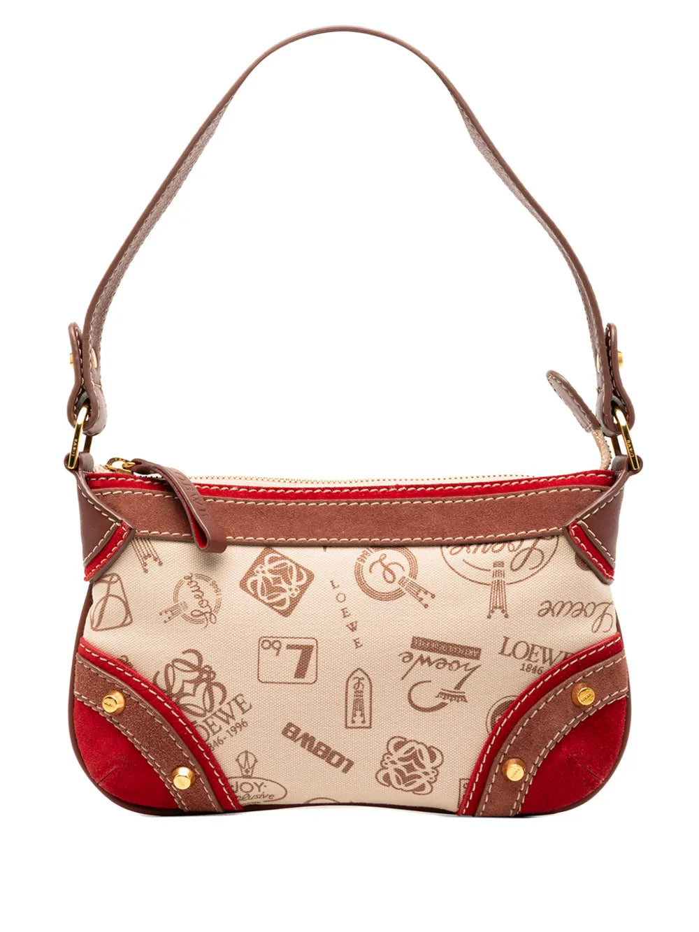 Loewe Pre Owned 2006 160Th Anniversary Suede Trimmed Canvas Shoulder Bag — Same as shown — Size One Size — Front View