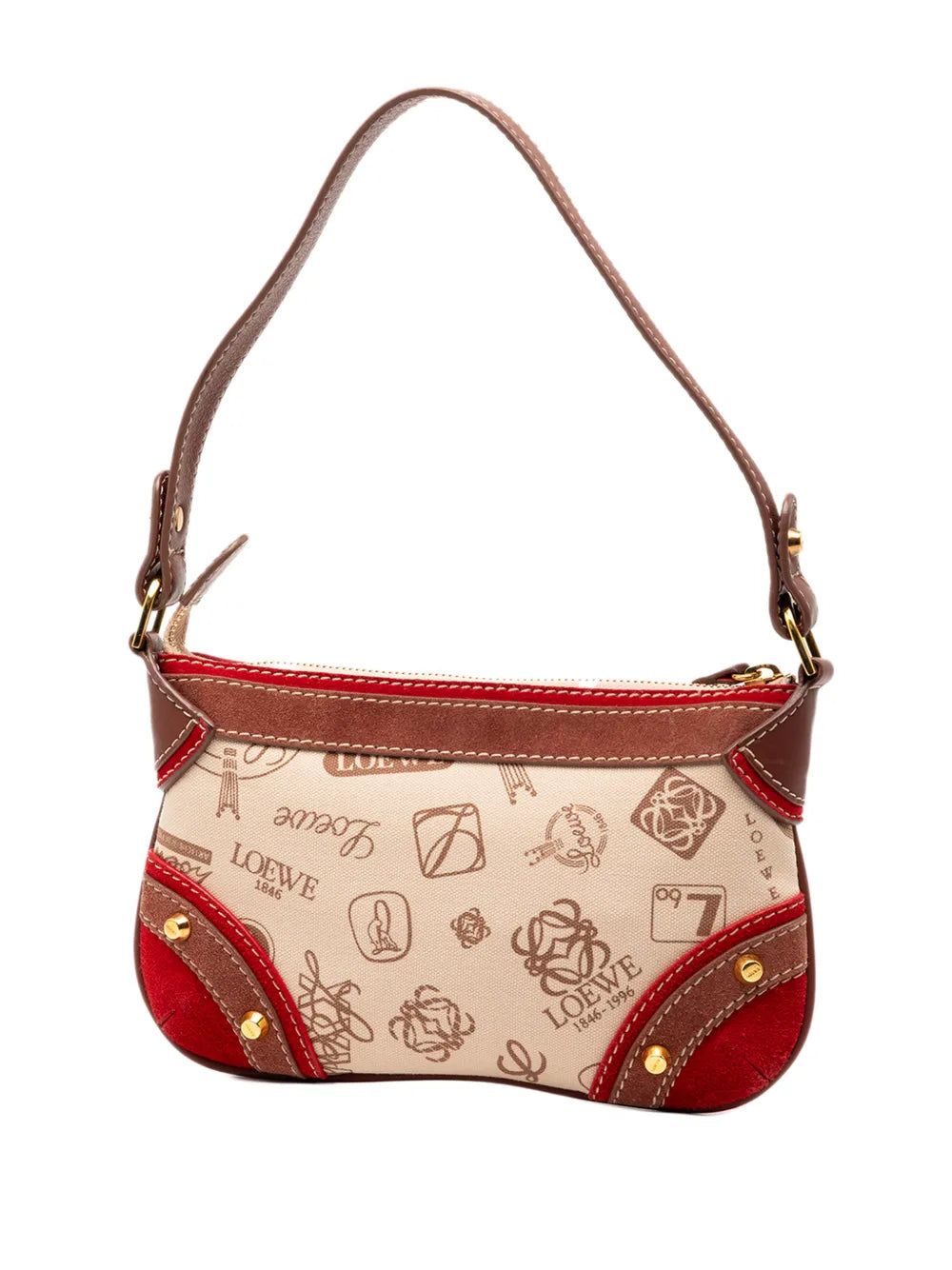Loewe Pre Owned 2006 160Th Anniversary Suede Trimmed Canvas Shoulder Bag — Same as shown — Size One Size — Back View