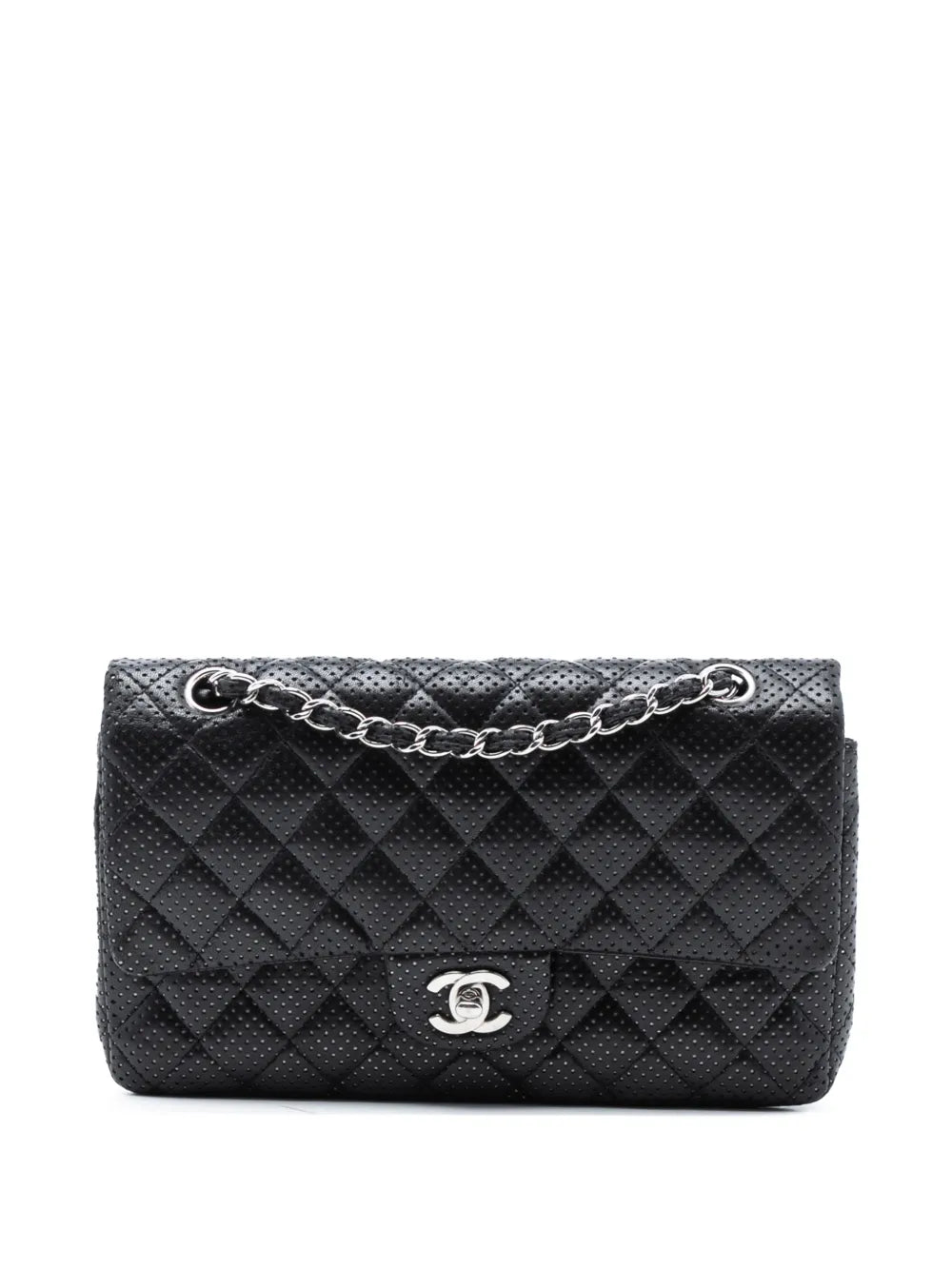 Chanel Pre Owned 2006 2008 Medium Classic Perforated Lambskin Double Flap Shoulder Bag — Same as shown — Size One Size — Front View