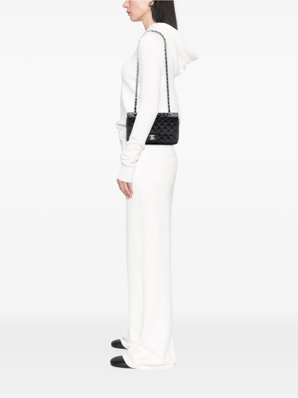 Chanel Pre Owned 2006 2008 Medium Classic Perforated Lambskin Double Flap Shoulder Bag — Same as shown — Size One Size — Side View