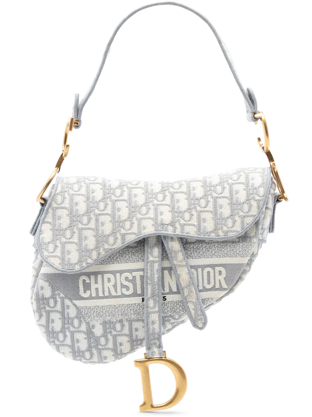Christian Dior Pre Owned 2021 Oblique Embroidered Canvas Saddle Bag Shoulder Bag — Same as shown — Size One Size — Front View