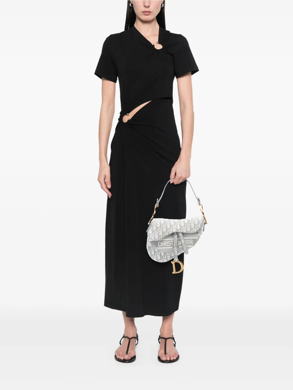 Christian Dior Pre Owned 2021 Oblique Embroidered Canvas Saddle Bag Shoulder Bag — Same as shown — Size One Size — Side View