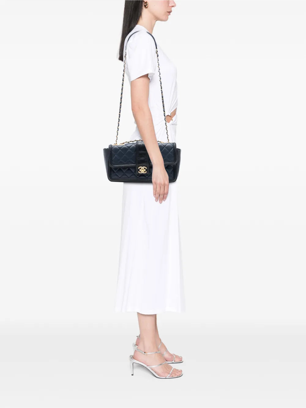 Chanel Pre Owned 2014 2015 Large Bicolor Quilted Lambskin Elegant Cc Flap Shoulder Bag — Same as shown — Size One Size — Side View