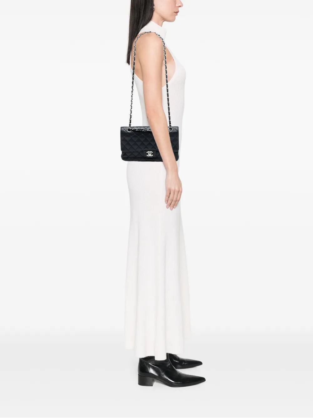 Chanel Pre Owned 2009 2010 Medium Classic Caviar Double Flap Shoulder Bag — Same as shown — Size One Size — Side View