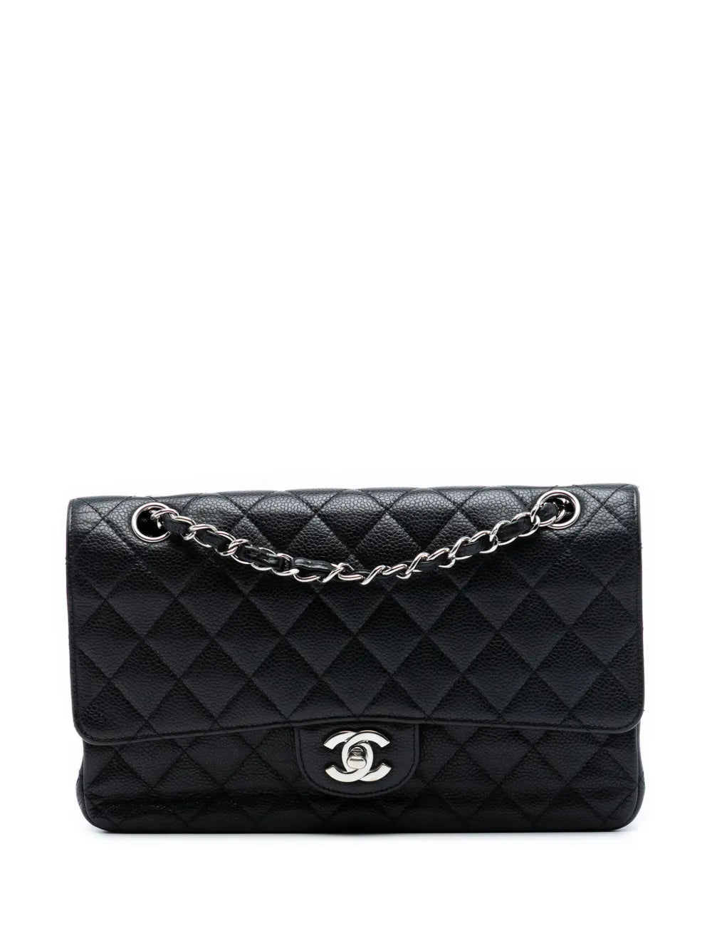 Chanel Pre Owned 2009 2010 Medium Classic Caviar Double Flap Shoulder Bag — Same as shown — Size One Size — Front View